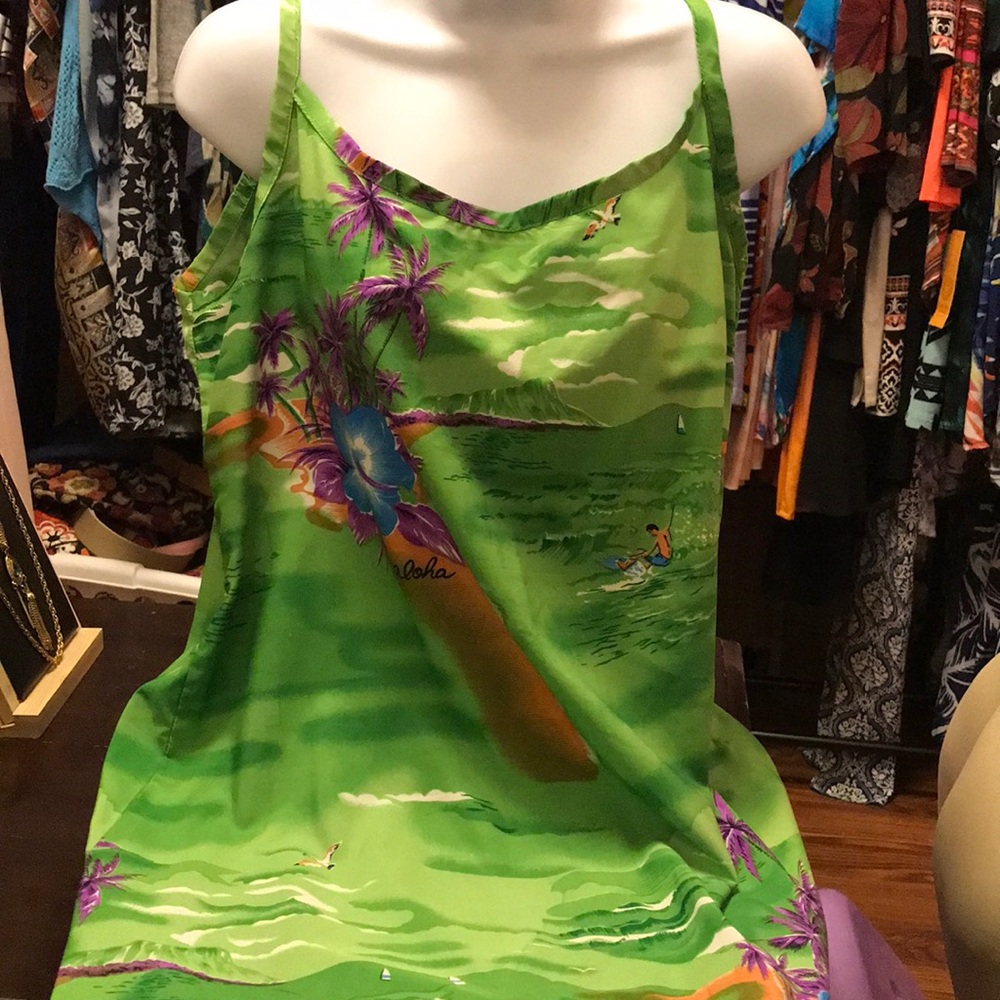 Roundly Bay size L spaghetti strap midi Aloha Dress